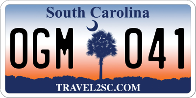 SC license plate OGM041