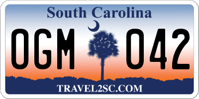 SC license plate OGM042