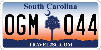 SC license plate OGM044