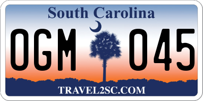 SC license plate OGM045
