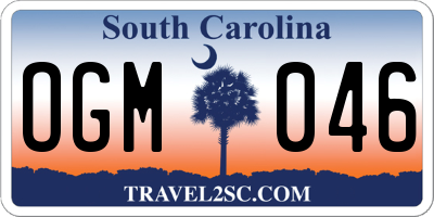 SC license plate OGM046