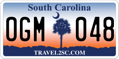 SC license plate OGM048