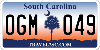 SC license plate OGM049