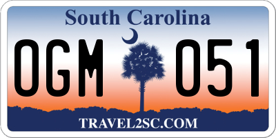 SC license plate OGM051