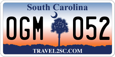 SC license plate OGM052