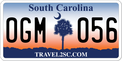 SC license plate OGM056