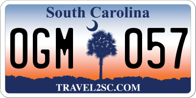 SC license plate OGM057