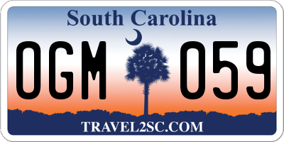 SC license plate OGM059