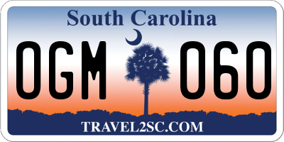 SC license plate OGM060