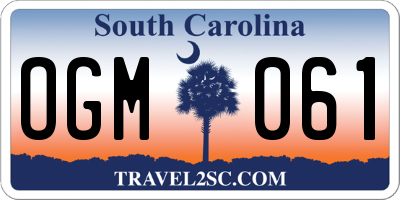 SC license plate OGM061