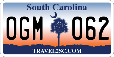 SC license plate OGM062