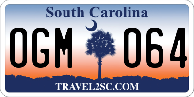 SC license plate OGM064