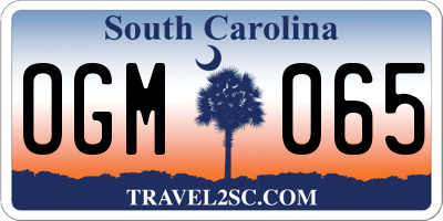 SC license plate OGM065