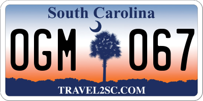 SC license plate OGM067