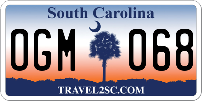 SC license plate OGM068