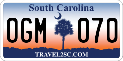 SC license plate OGM070