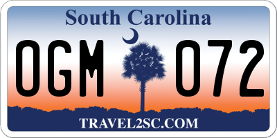 SC license plate OGM072