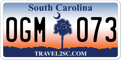SC license plate OGM073