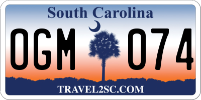 SC license plate OGM074