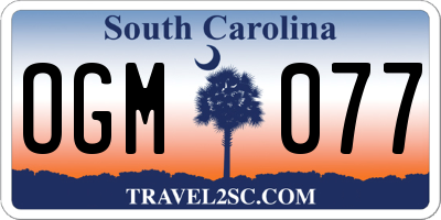 SC license plate OGM077