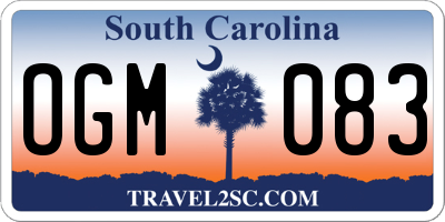 SC license plate OGM083