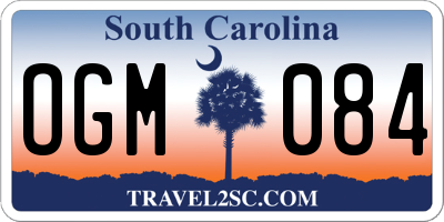 SC license plate OGM084