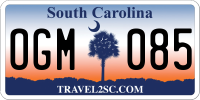 SC license plate OGM085