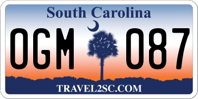 SC license plate OGM087