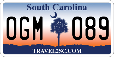 SC license plate OGM089