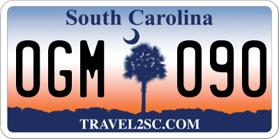 SC license plate OGM090
