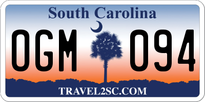 SC license plate OGM094