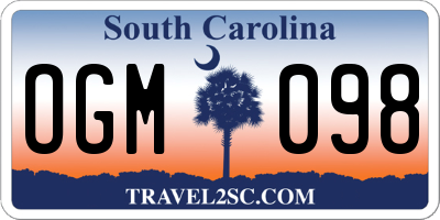 SC license plate OGM098