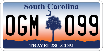 SC license plate OGM099