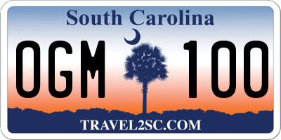 SC license plate OGM100