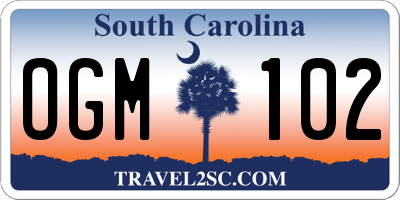 SC license plate OGM102
