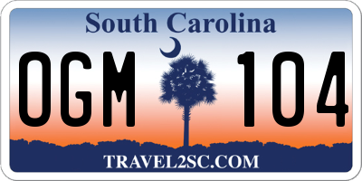 SC license plate OGM104