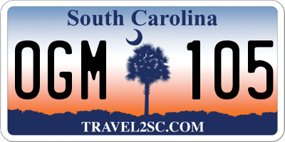 SC license plate OGM105