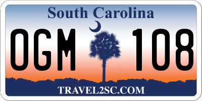 SC license plate OGM108