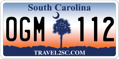 SC license plate OGM112