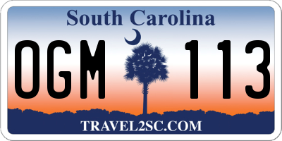 SC license plate OGM113