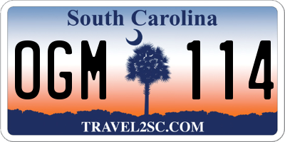 SC license plate OGM114