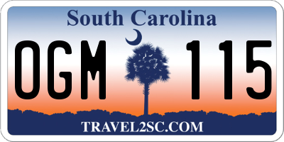 SC license plate OGM115