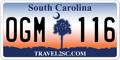 SC license plate OGM116