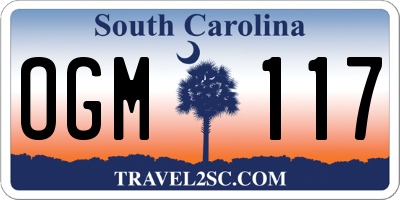 SC license plate OGM117