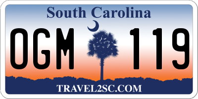 SC license plate OGM119