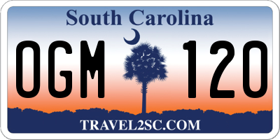 SC license plate OGM120
