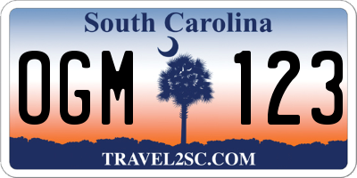 SC license plate OGM123