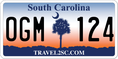 SC license plate OGM124