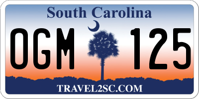 SC license plate OGM125