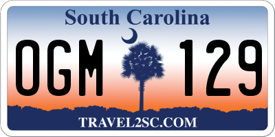 SC license plate OGM129